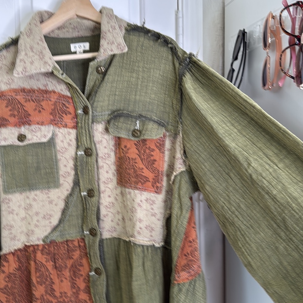 POL patchwork button down duster dress - image 5